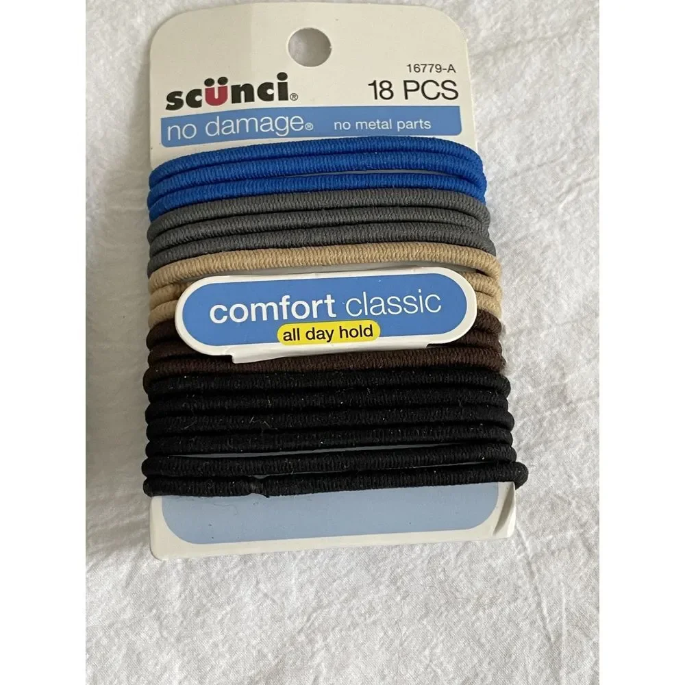 Scunci No-Damage Hair Ties Elastics Comfort Classic 2 Packs 18 pcs Old Stock NEW
